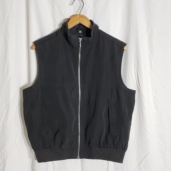 VINTAGE 90s Black Zip Up Windbreaker Bomber Vest  M - Picture 7 of 7
